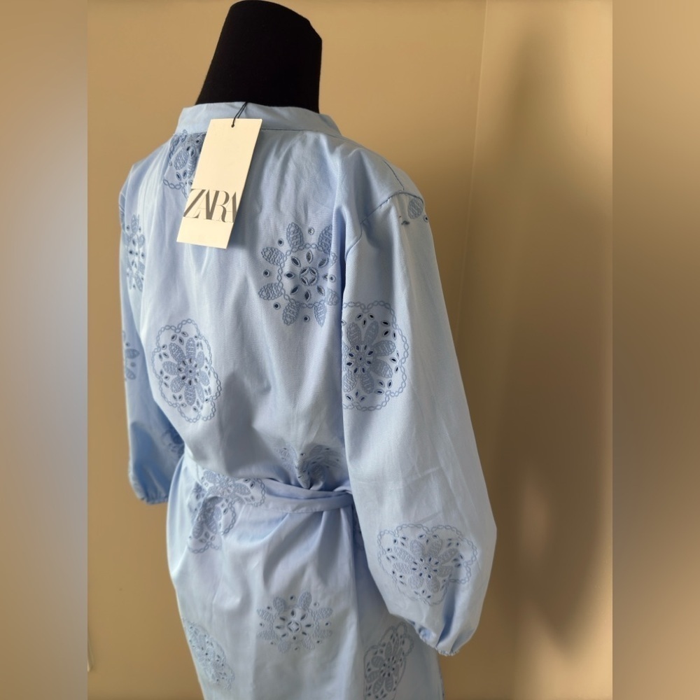 Zara RUBBERIZED EMBROIDERY POPLIN DRESS M - Picture 10 of 12